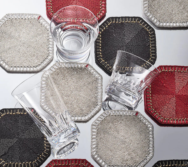Louxor Coasters in Silver & Crystal, Set of 4 in a Gift Box