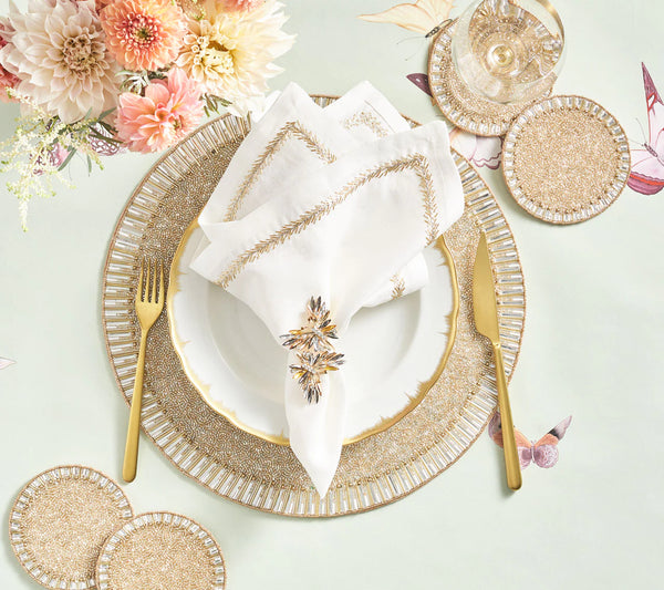 Butterflies Napkin Ring in Champagne & Crystal, Set of 4, in a Gift Box