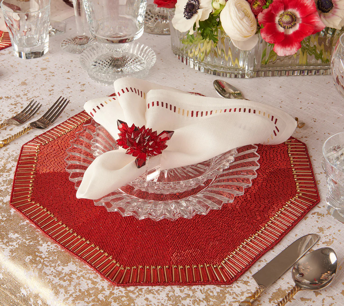 Zénith Napkin Rings in Red, Set of 4 in a Gift Box
