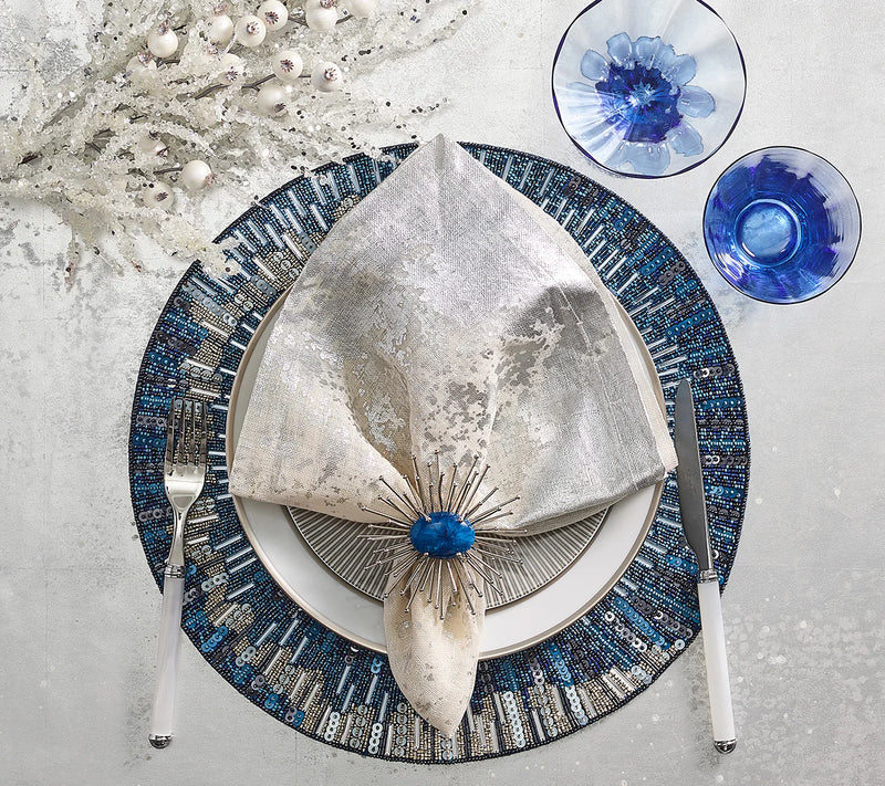 Metafoil Napkin in White & Silver
