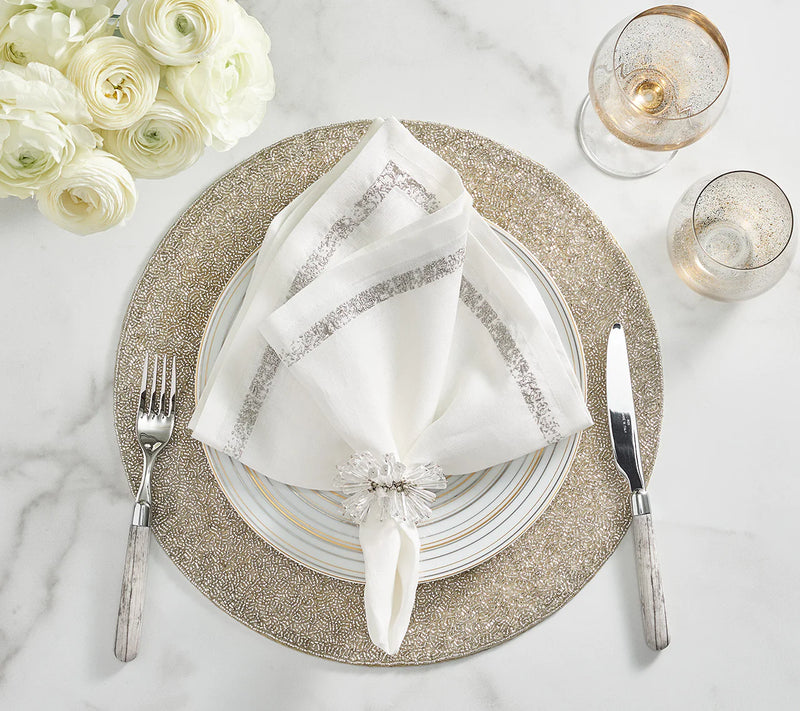 Vermicelli Placemat in Silver & Crystal
