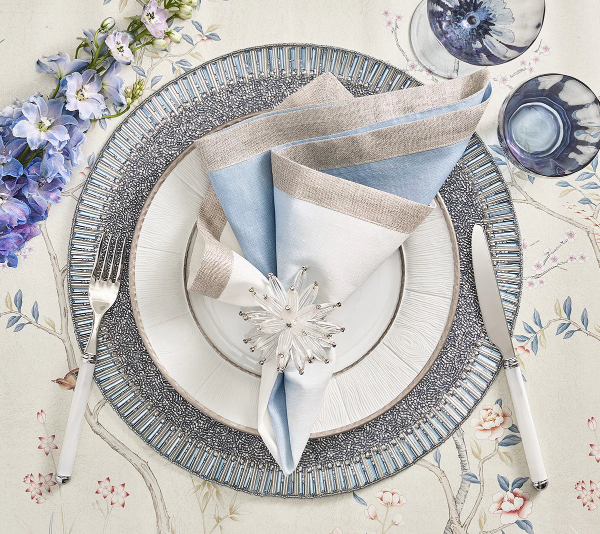 Dip Dye Napkin, White & Periwinkle