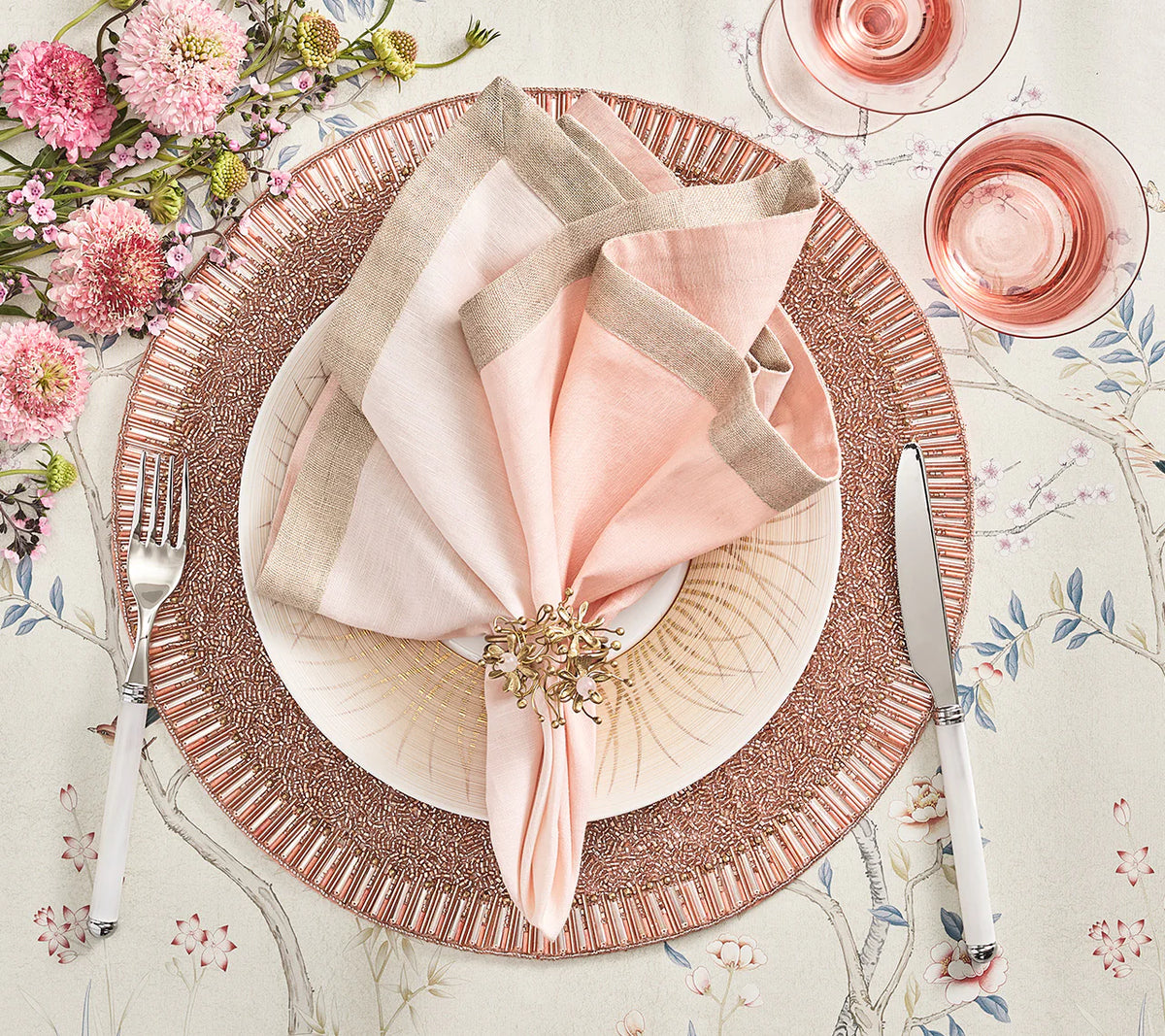 Dip Dye Napkin, Blush & Gold