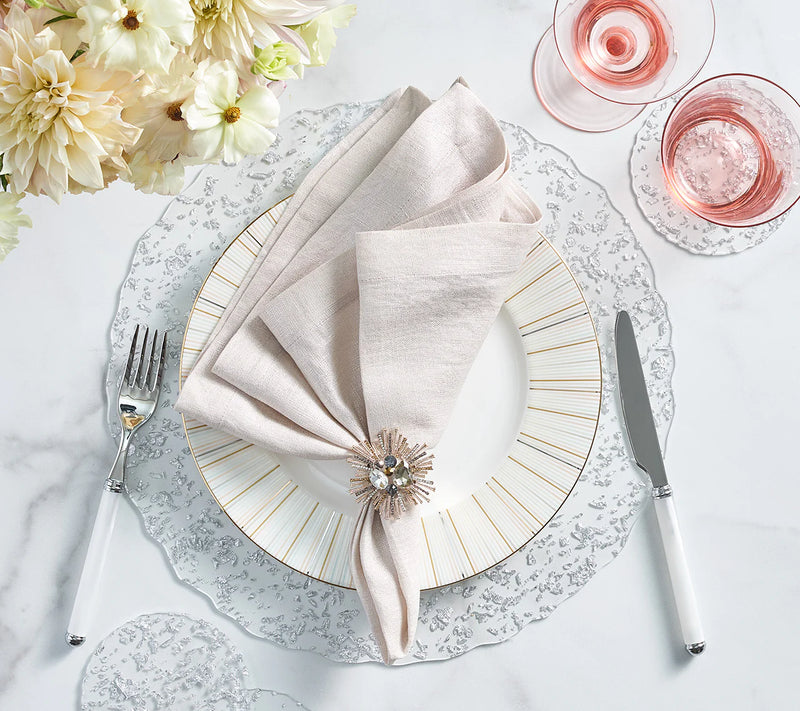 Metallic Linen Napkin in Natural & Silver