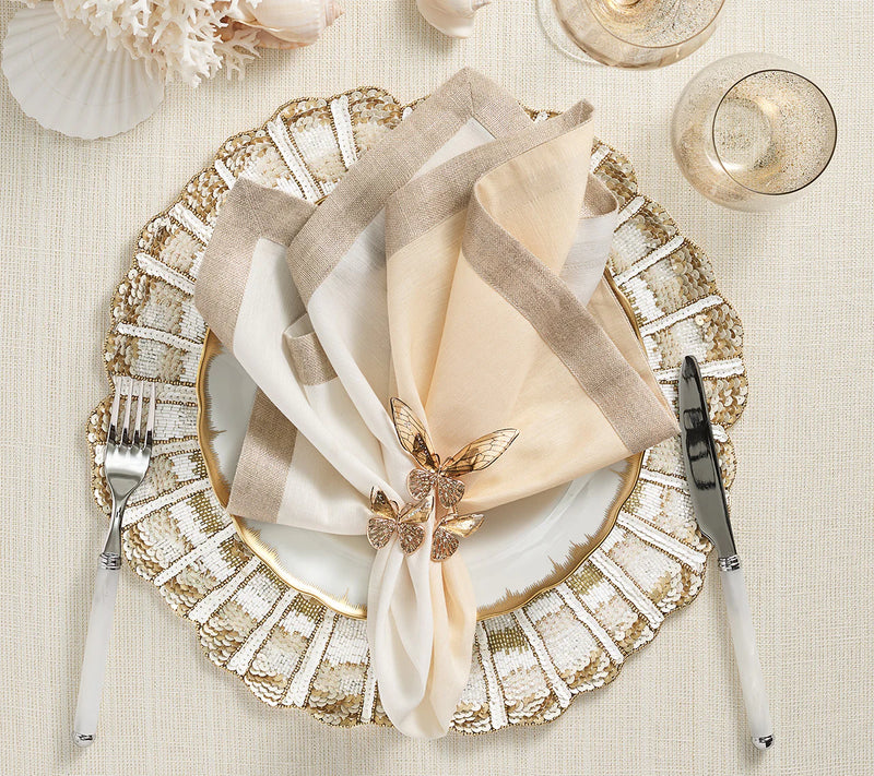 Flutter Napkin Ring in Champagne & Gold, Set of 4 in a Gift Box