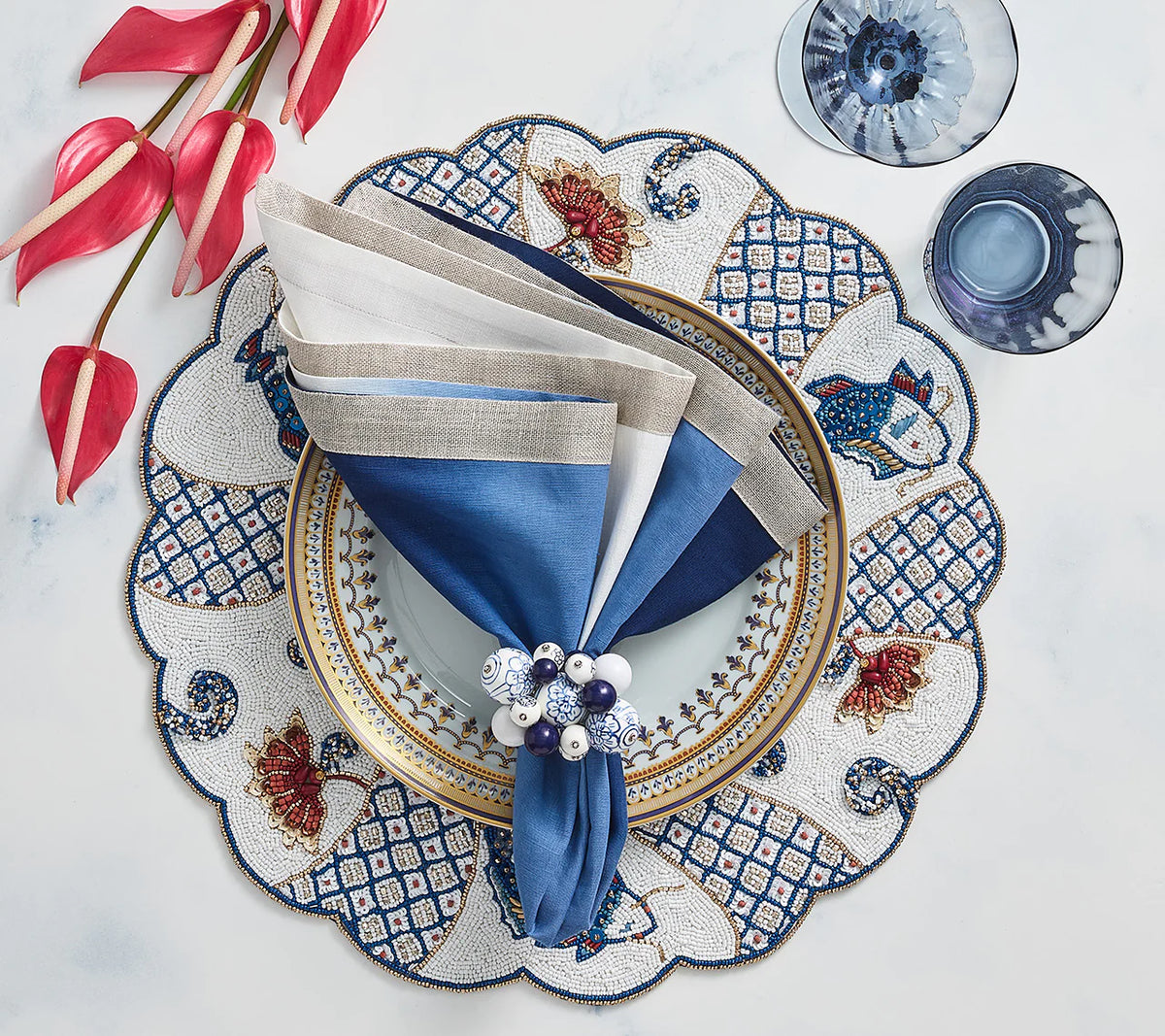 Dip Dye Napkin, Blue & White