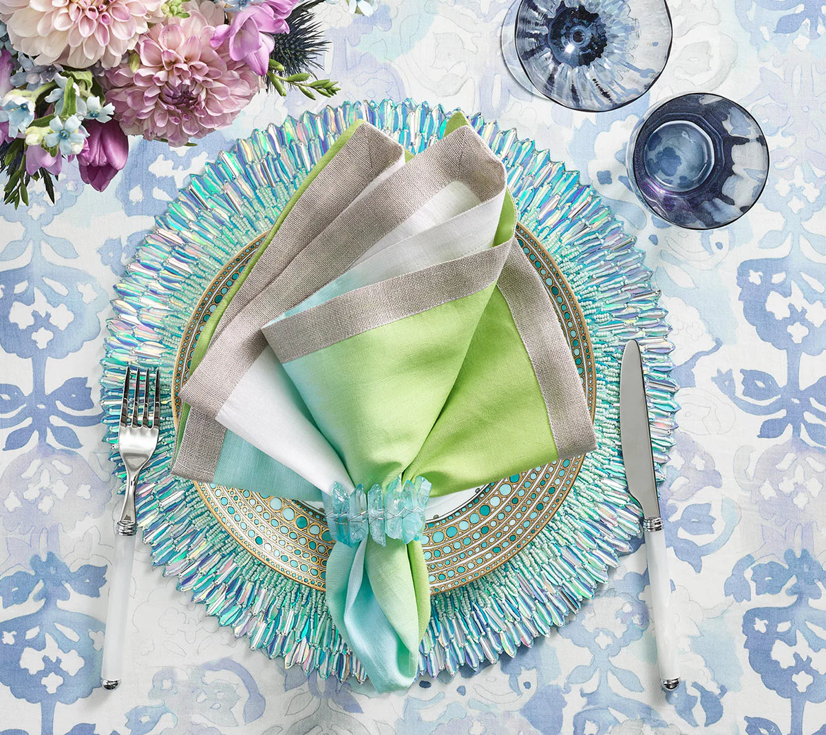 Dip Dye Napkin, Blue & Green