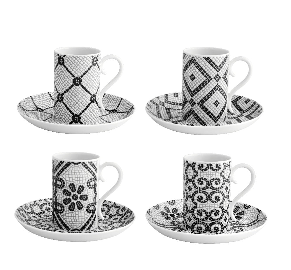 Coffee Cups & Saucer, Set of 4 - Calcada Portuguesa