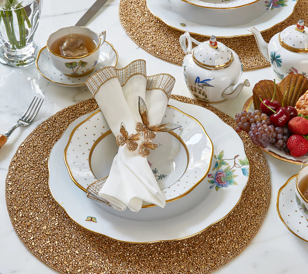 Flutter Napkin Ring in Champagne & Gold, Set of 4 in a Gift Box