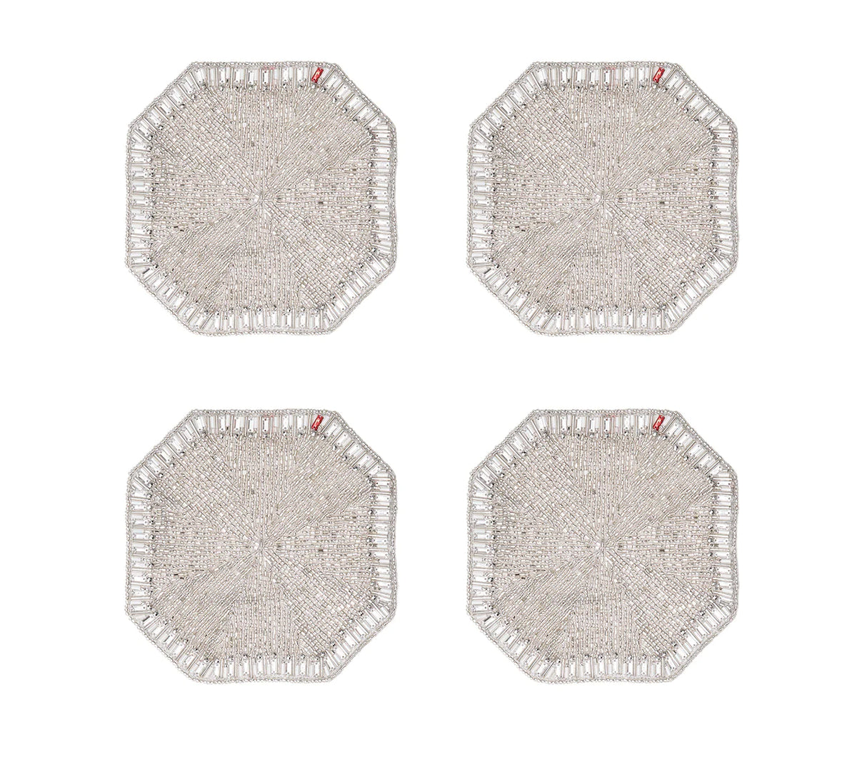 Louxor Coasters in Silver & Crystal, Set of 4 in a Gift Box