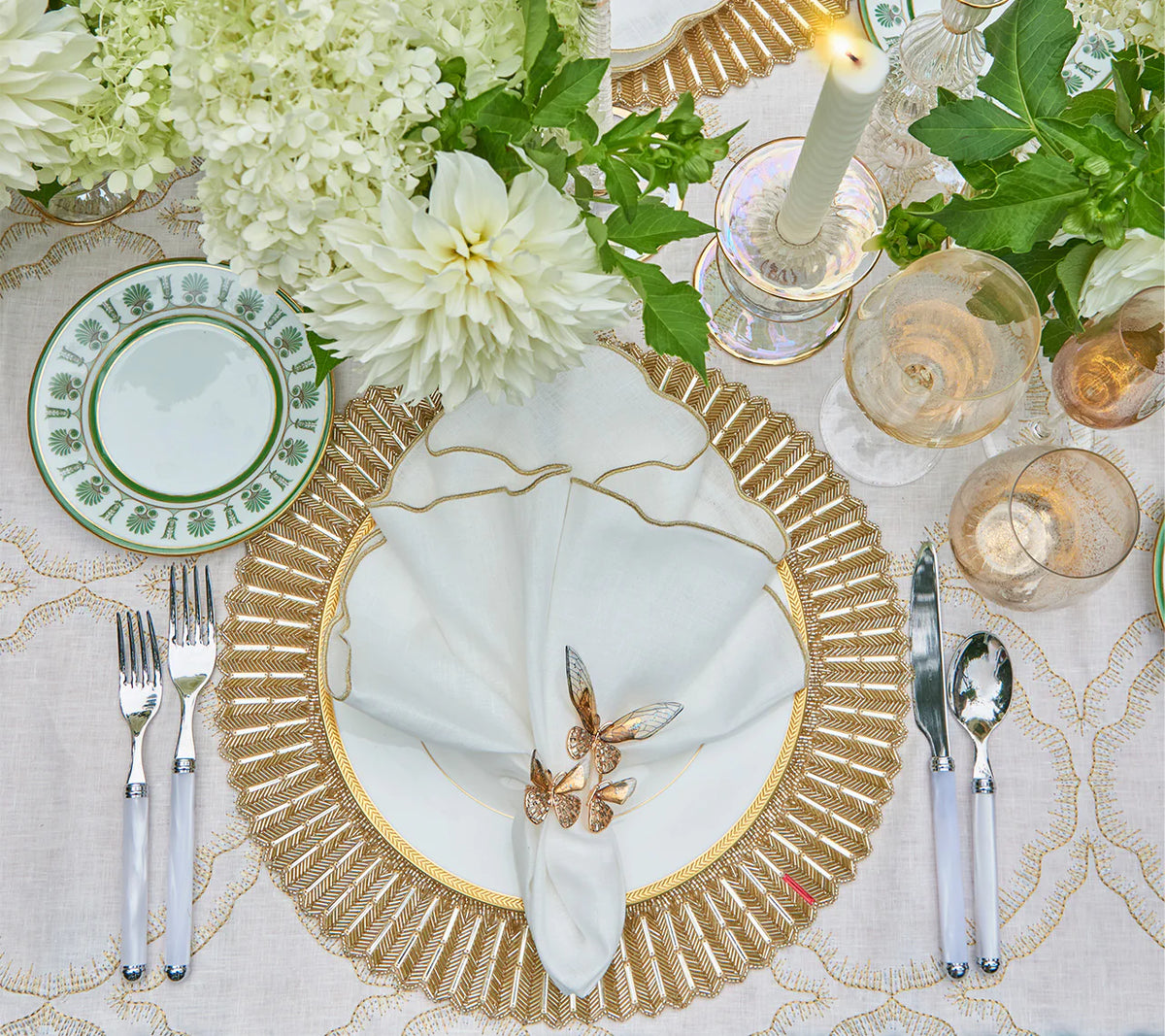 Flutter Napkin Ring in Champagne & Gold, Set of 4 in a Gift Box