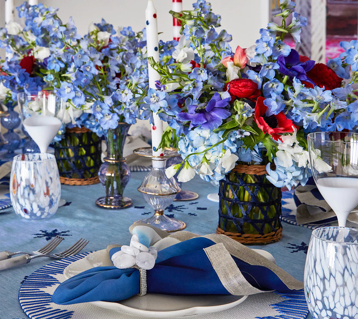 Dip Dye Napkin, Blue & White