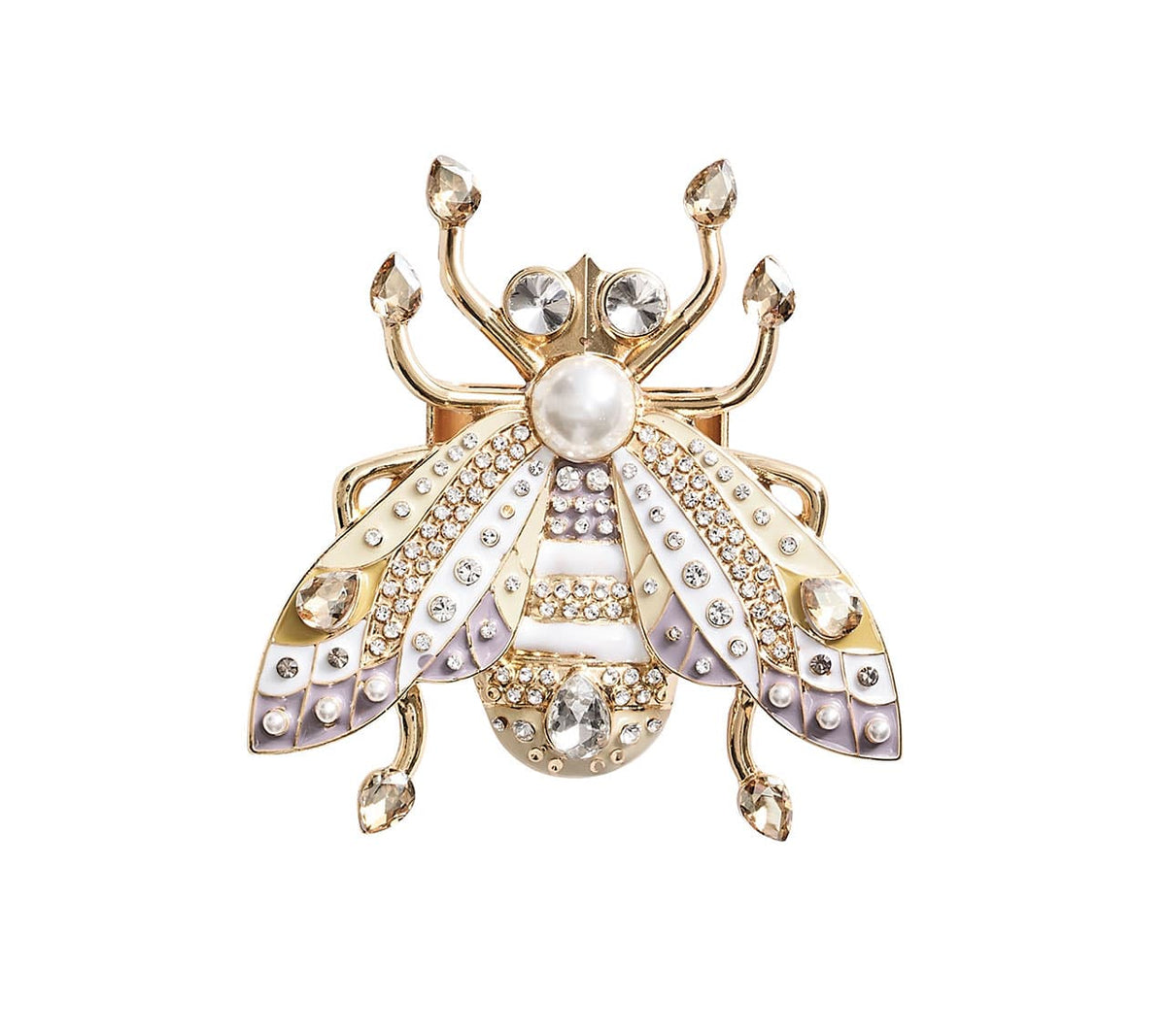 Glam Fly Napkin Ring in Ivory, Gold & Silver Set of 4 in a Gift Box