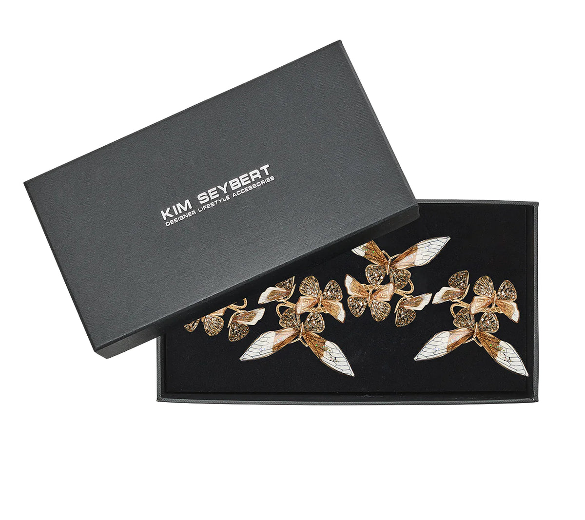 Flutter Napkin Ring in Champagne & Gold, Set of 4 in a Gift Box