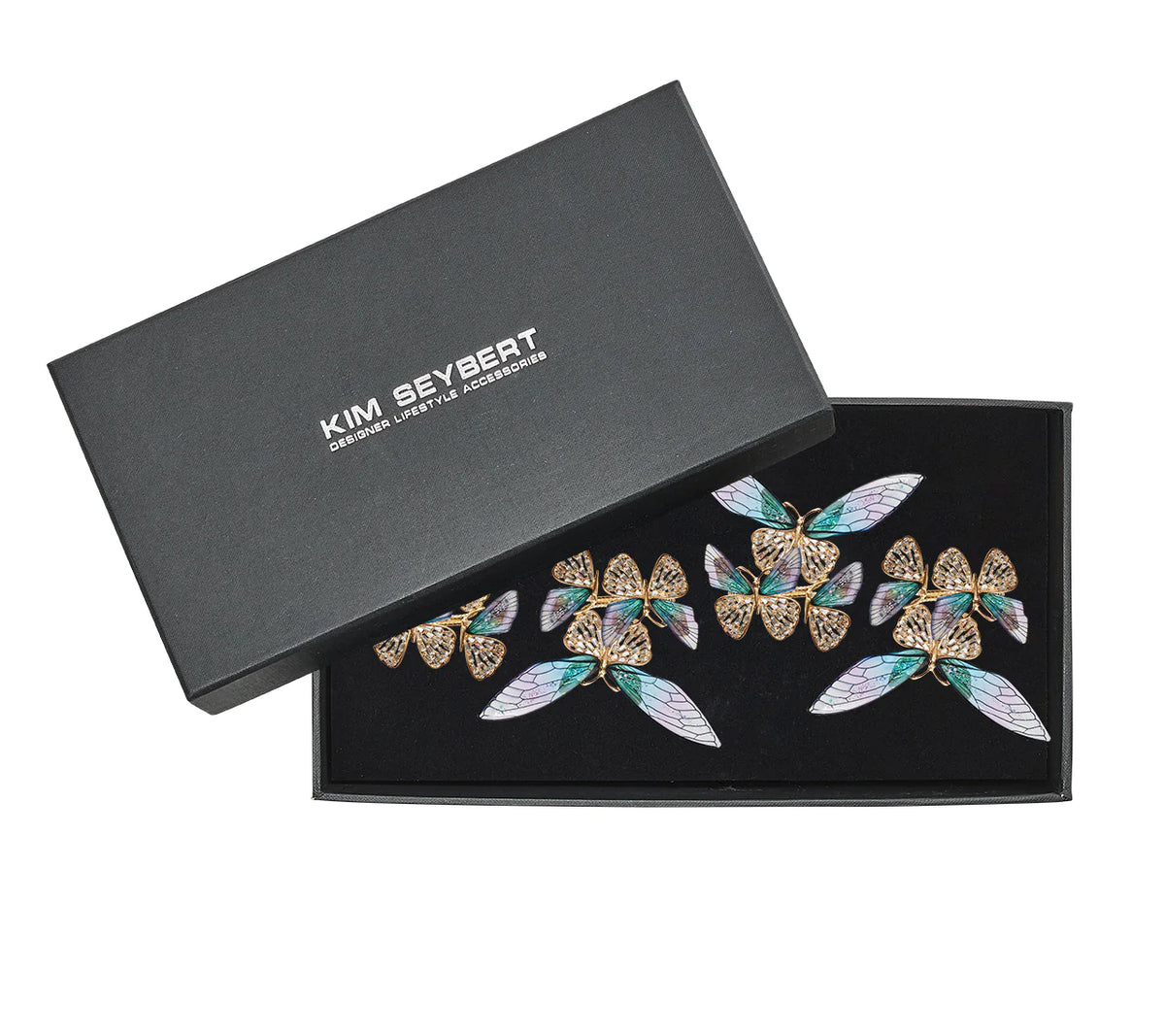 Flutter Napkin Ring in Lilac & Periwinkle, Set of 4 in a Gift Box