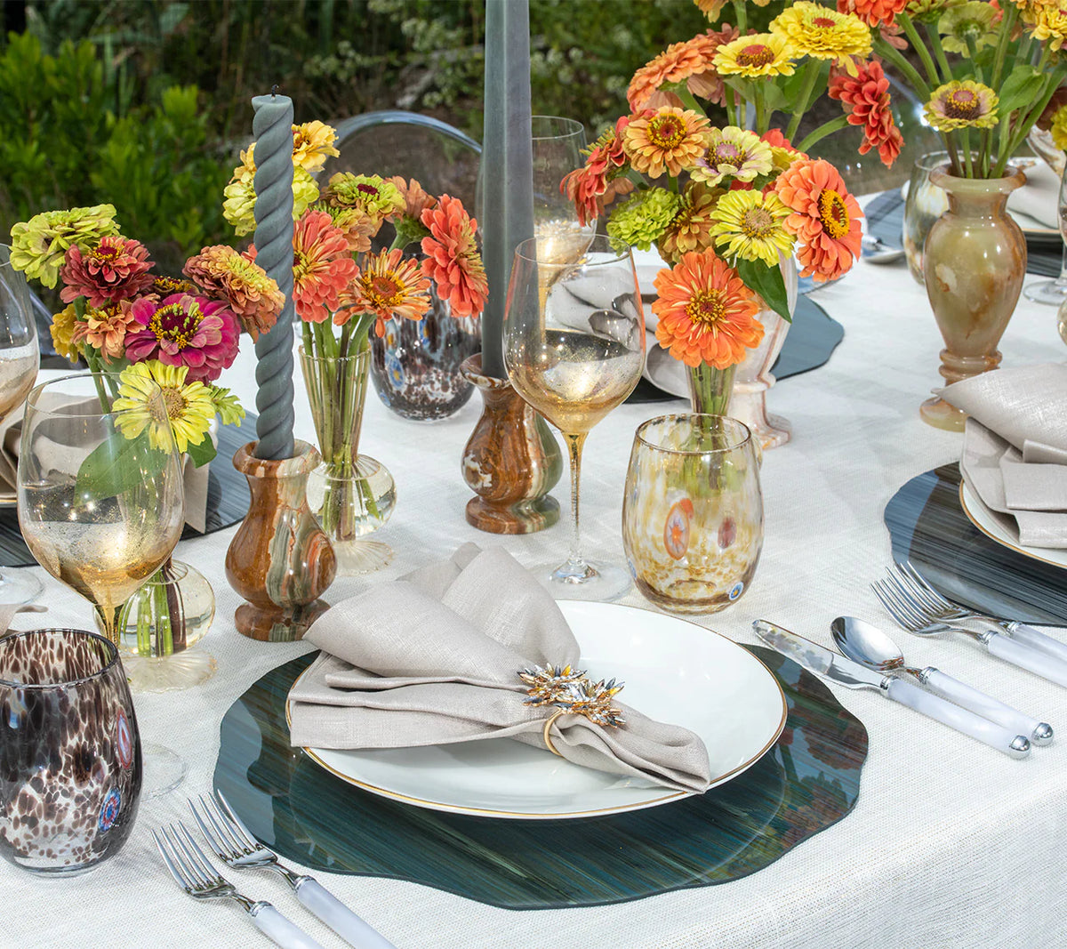 Metallic Linen Napkin in Natural & Silver