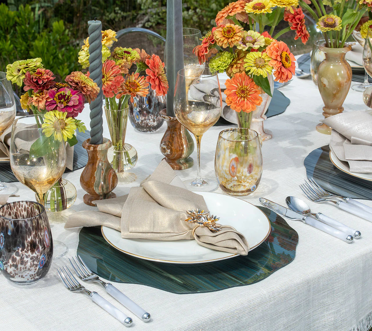 Metallic Linen Napkin in Natural & Gold