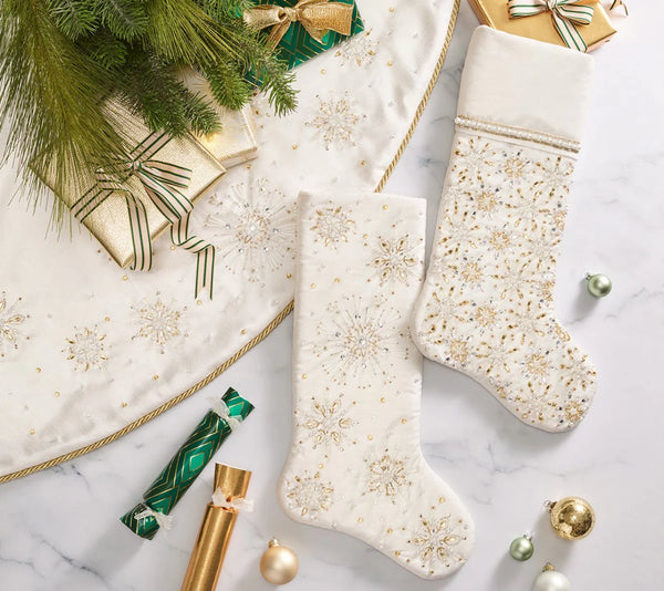 Crystal Frost Stocking in White, Gold & Silver