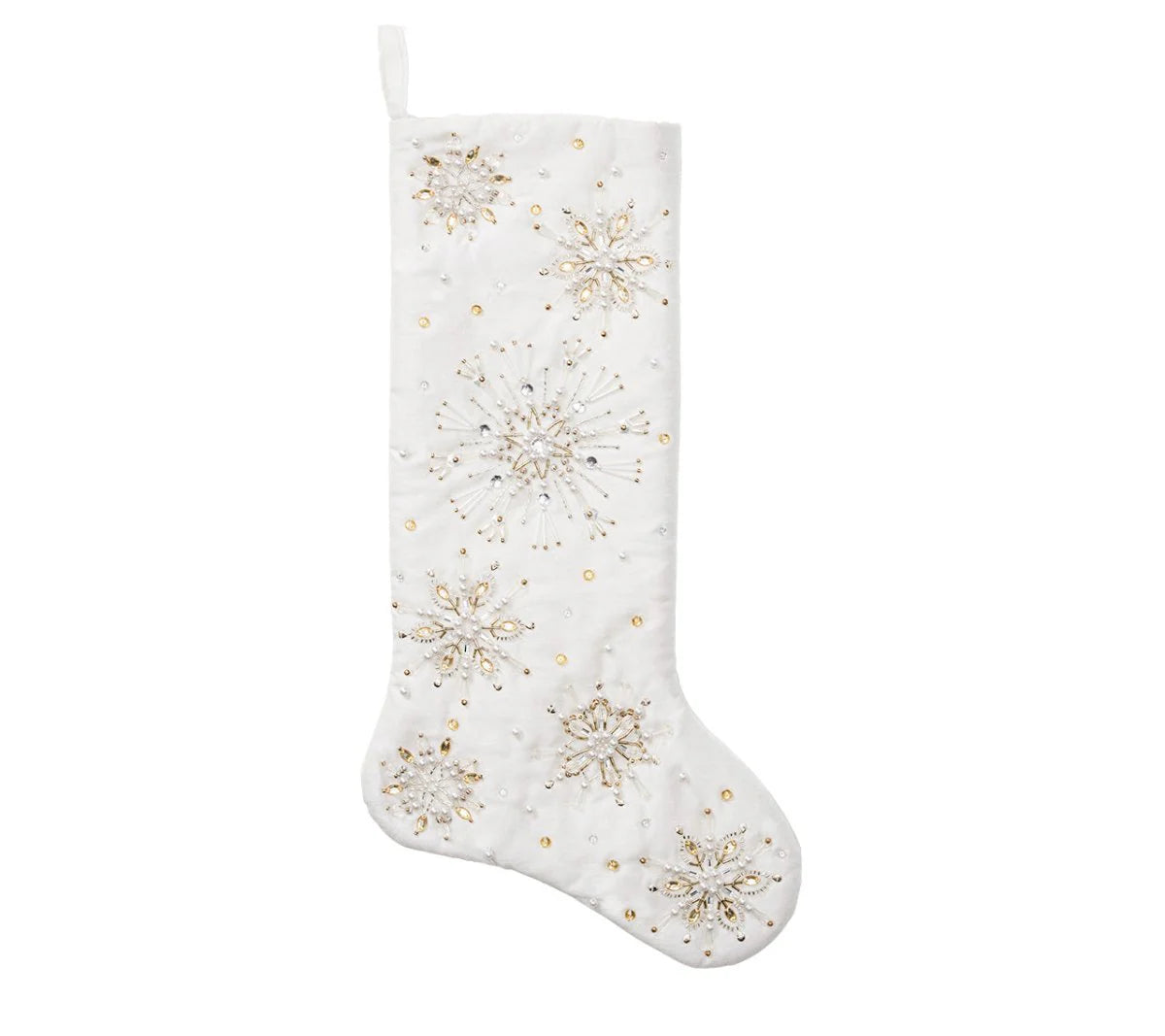 Crystal Frost Stocking in White, Gold & Silver