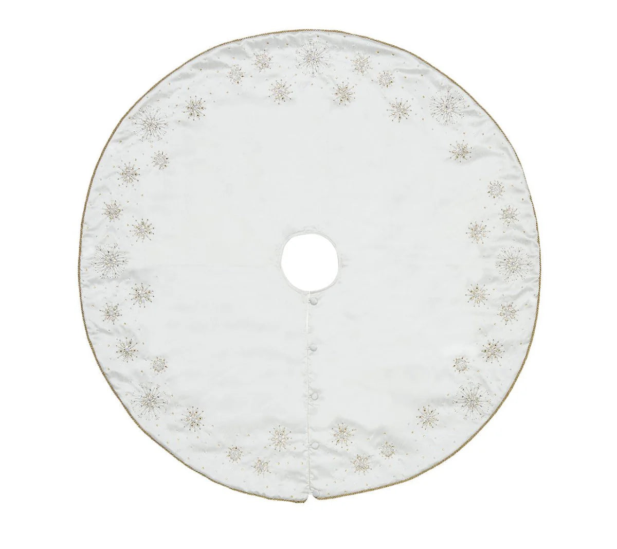Crystal Frost Tree Skirt in White, Gold & Silver