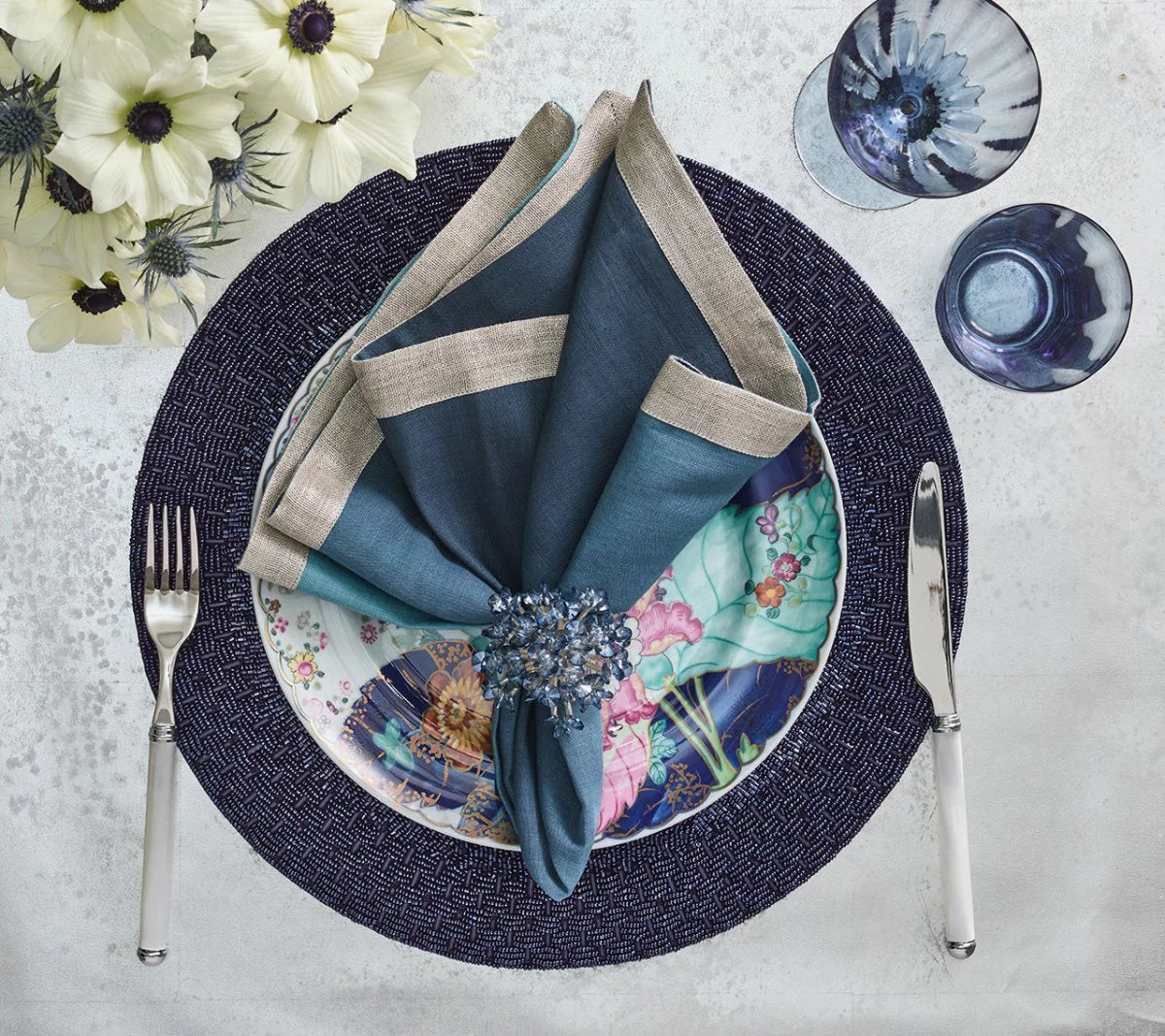 Dip Dye Napkin, Navy & Blue