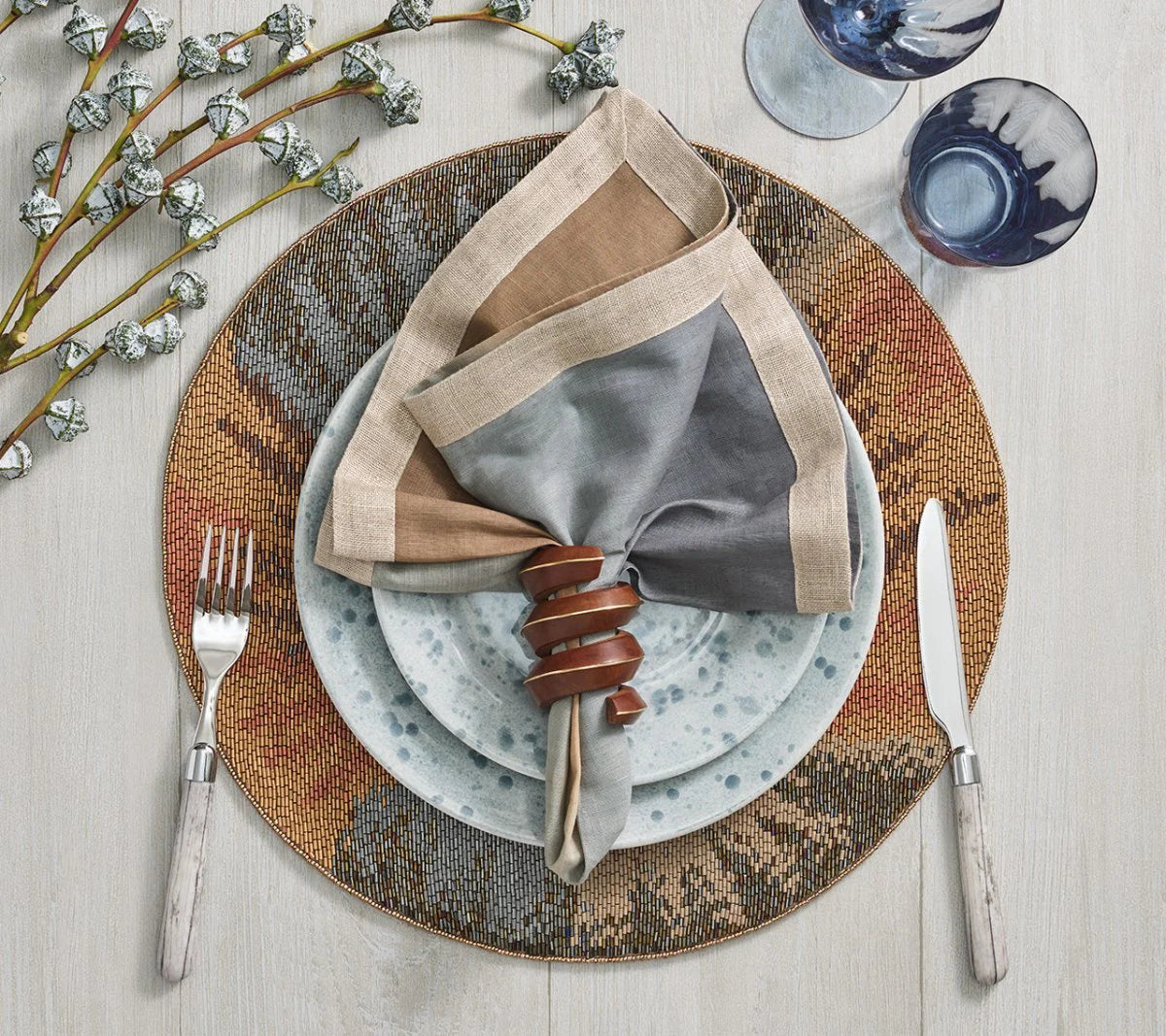 Dip Dye Napkin, Beige, Taupe & Gray