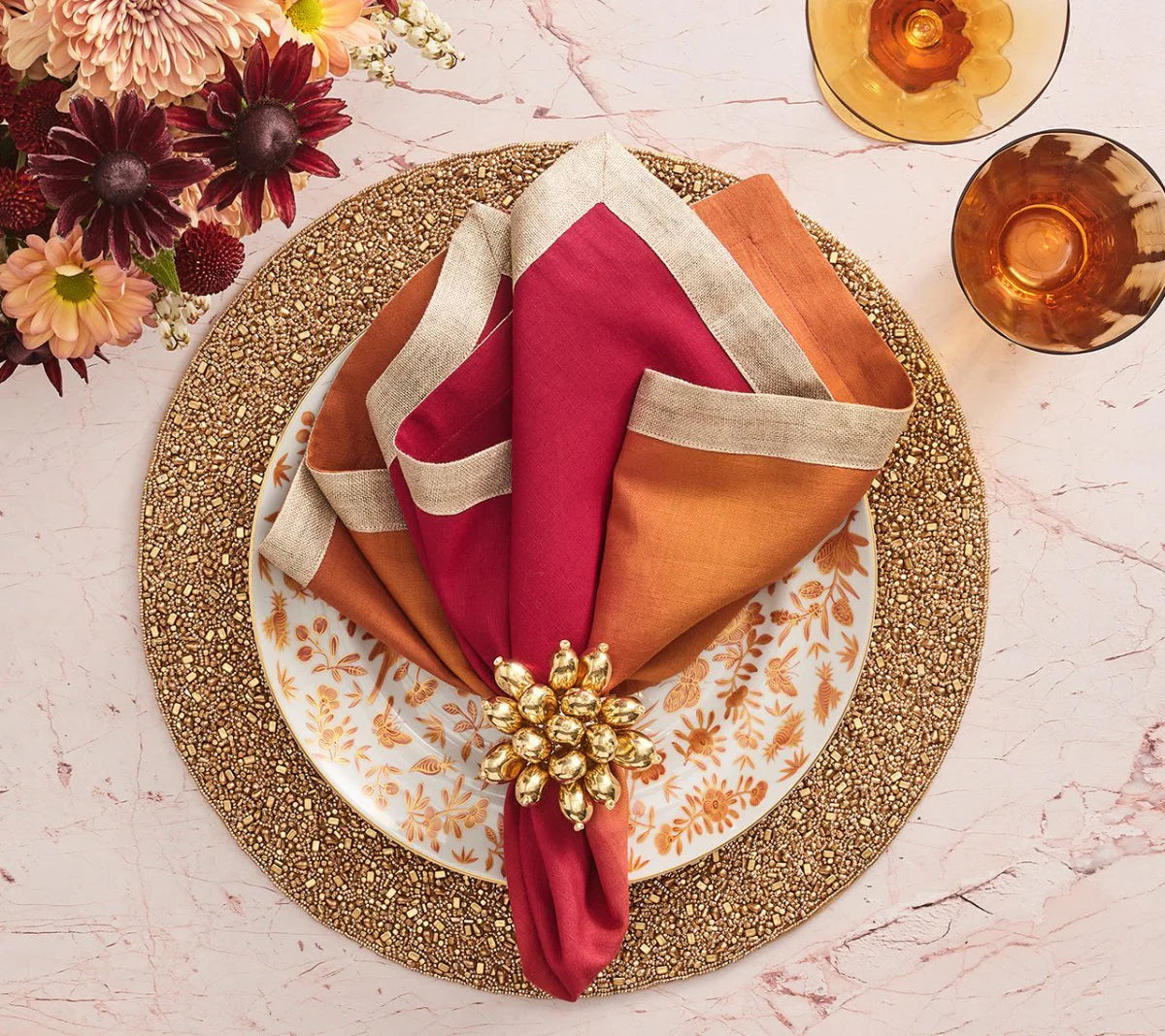 Dip Dye Napkin, Cranberry & Orange