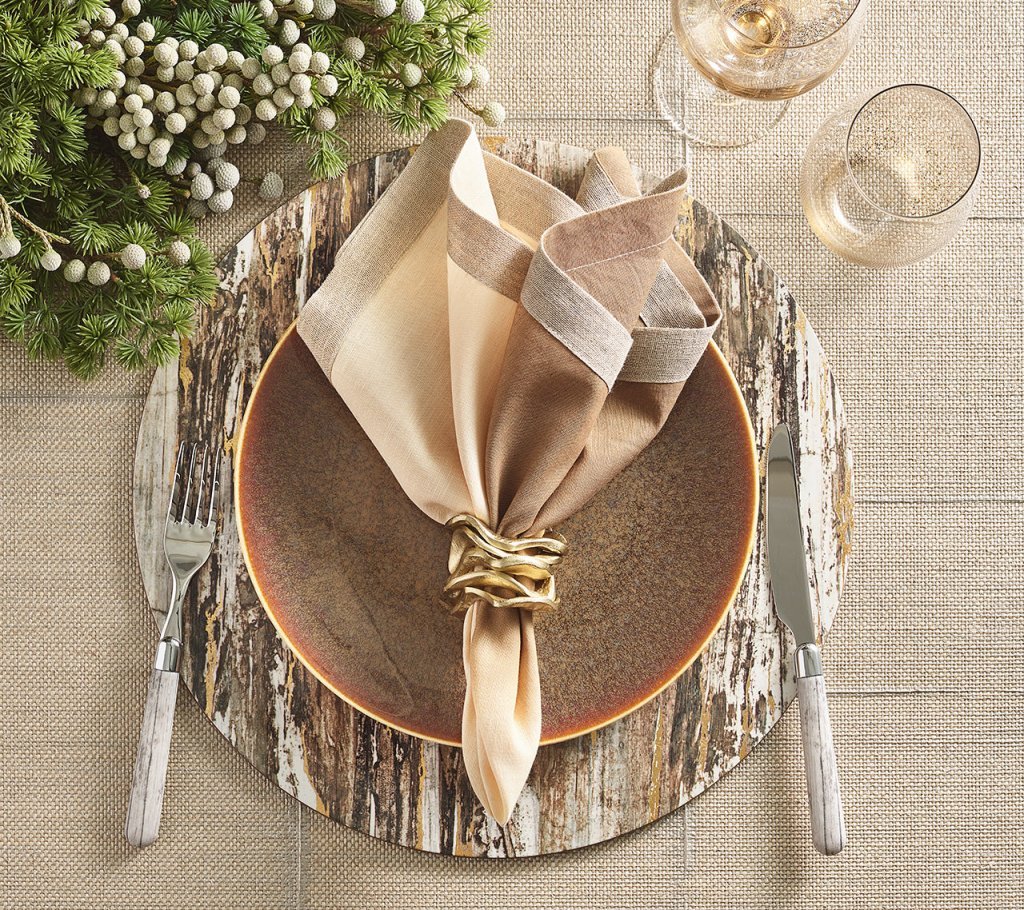 Dip Dye Napkin, Natural, Brown & Gold