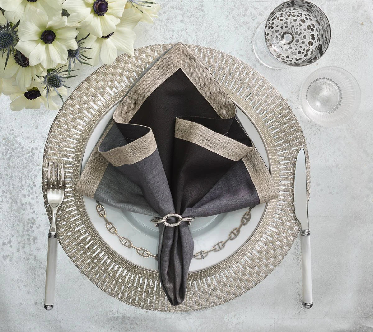 Dip Dye Napkin, Gray & Black