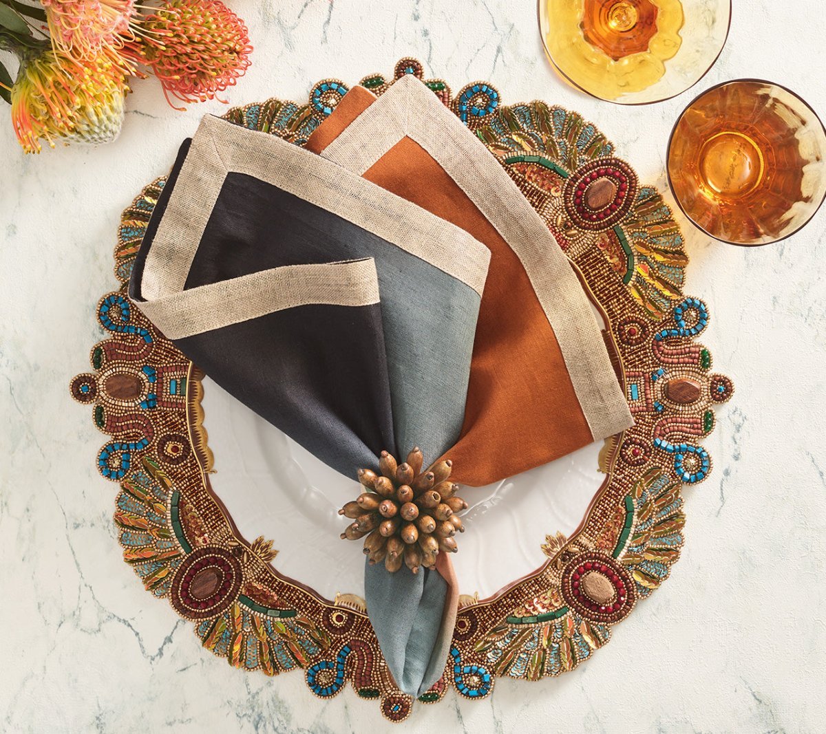 Dip Dye Napkin, Midnight & Copper