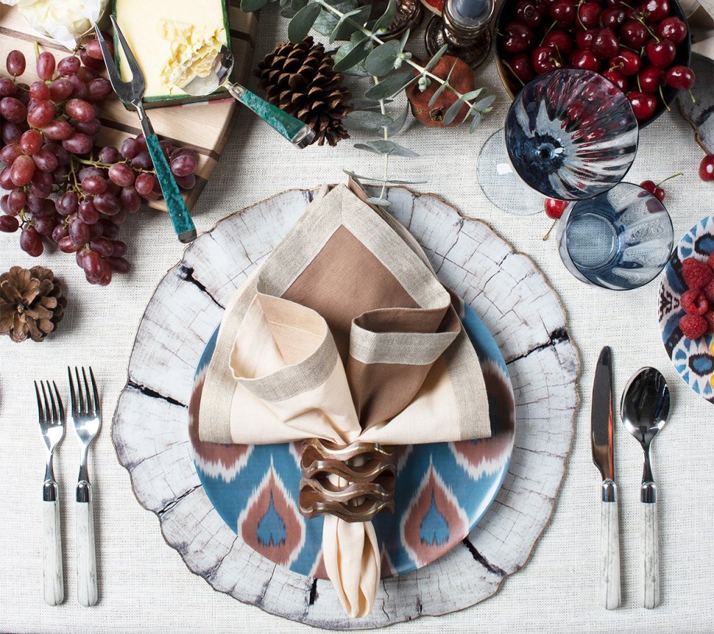 Dip Dye Napkin, Natural, Brown & Gold