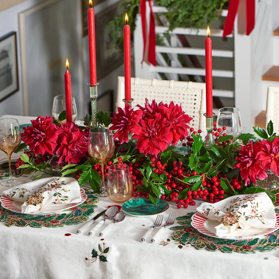 Tidings Placemat in Red, Green & Gold
