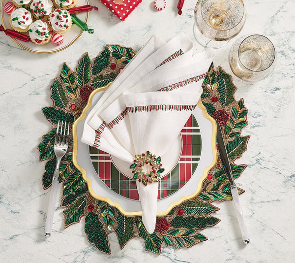 Tidings Placemat in Red, Green & Gold